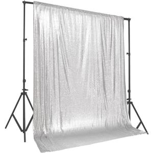 PartyDelight Silver Sequin Backdrop 10Ftx10Ft Photography Wedding Backdrop