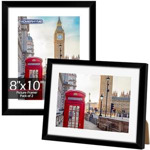 HOMERHYME 8x10 Picture Frame, Set of 4 Black Photo Frame for Tabletop or Wall Display, Fits Pictures 5x7 with Mat or 8x10 Without Mat, Poster Frame Collage with HD Plexiglass for Gallery Wall Home Decor