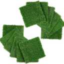 Size: 12"x12", Set of 11, 
XLX TURF Sqaure Artificial Grass Placemats 12 x 12 Inch Green Grass Table Centerpiece Golf Themed Party Decorations, DIY Crafts