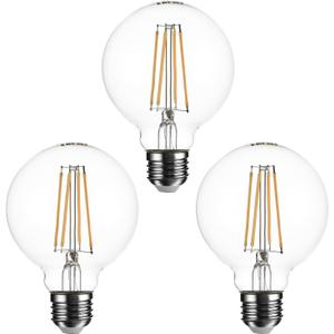 SD LUX G25 Vintage Globe Light Bulbs Dimmable Decorative LED Edison Bulbs 8W 1000lm (Equi. 100W), E26 Medium Base CRI>90 2700K Warm White (G25-Clear, 3)