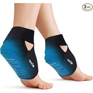 REVIX 2 Packs Heel Ice Pack Wraps, Reusable Hot & Cold Ice Pack with Full Heel Gel Coverage, Adjustable Ice Wrap for Plantar Fasciitis, Achilles Tendonitis and Foot Discomfort (Not for Ankle)