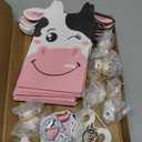 Fumete 86 Pcs Cow Party Favors Supplies Include Cow Keychain Party Paper Bags Keychains Cow Silicone Bracelets Vinyl Stickers for Girls Kids Baby Shower Treat Goodie Birthday Supplies