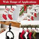 Garland and Stocking Mantel Holders with 2 Hooks, Mantel Hanger for Garland, 2 in 1 Mantel Garland and Stocking Hangers Heavy Duty, Fireplace Garland Hanger for Xmas Decoration (4Black)