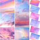 6 Pcs x 2 ft Fluorescent Light Covers with 48 Magnets for Fluorescent Light Shade Drop Ceiling Filters for Classroom Office Kitchen Decor(Sunset Clouds)