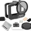 Gurmoir Metal Protective Case for Go Pro Hero 13/12/11/10/9 Black, Upgraded Aluminum Alloy Back Door Housing Frame Video Cage, with 2 Cold Shoe Mount and 52mm Filter