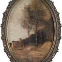 NIKKY HOME Vintage Photo Frame 4x5, Antique Oval Picture Frames, Bronze Gold Decorative Photo Frame with Stand and Glass Front for Tabletop Photos Display Gift Ideas (3.5x5", Tree)