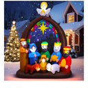 8FT Christmas Inflatables Nativity Scene Outdoor Decorations with LED Lights, Large Christmas Jesus Blow Up Yard Decorations Nativity Sets for Garden Lawn Church Display Xmas Decor