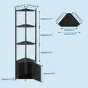 MilleLoom 5-Tier Corner Shelf Stand, 58Tall Metal Frame Narrow Bookshelf with Storage Rack, Easy Assembly Display Shelf for Wall Corner, Bedroom, Living Room, Black