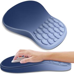 YIWEI Ergonomic Mouse Pad with Wrist Rest - Comfortable Office Mousepad with Memory Foam Wrist Support for Carpal Tunnel Relief, Mouse Pads with Non-Slip Base for Gaming and Home (Gradient Blue)