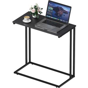C-Shaped Side Table, Modern End Table with Metal Frame, Space Saving Design for Living RoomLarge Surface Couch Table for Bedroom, and Home Office24 x 12 x 24 inches (Black)