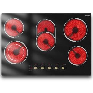 Electric Cooktop 30 Inch - 8400W High Power 5 Burners Electric Stovetop, Built-in 30 Inches Ceramic Burner Knob and Touch, Timer, Safety Lock, Expandable Ring, 220-240V Hard Wired (No Plug)