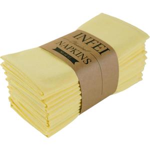Solid Color Linen Blended Thin Dinner Cloth Napkins - Set of 12 (40 x 40 cm) - for Easter Events & Home Use (Yellow)