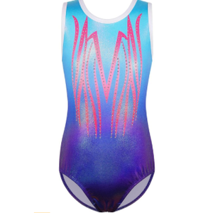 BAOHULU Gymnastics Leotards for Girls Sparkly Dance Outfit One Piece Kids Athletic Clothes, Size 10A, Diamond Bluerose