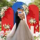 2Pcs Arch Backdrop Covers Red Blue (7.2ft+6ft) Wedding Arch Cover Decorations Spandex Fitted Chiara Arch Backdrop Stand Covers for Birthday Party Baby Shower Bridal Shower,Independence Day Supplies
