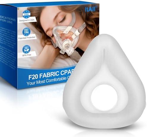Replacement F20-Style Fabric Mask (Small), CPAP Full Face Cushion - Wrapped by Cotton for Airfit F20 & Airtouch F20, Effictive Moisture-Wicking & Redness-Reducing, All-Night Dryness & Comfort(Grey-S)