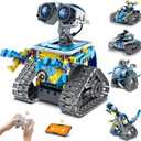Robot Building Kit with Remote Control STEM Gifts for Kids Boys Ages 8-14, Technic Coding Robotic Toys for Teens Birthday, Build 5in1 Models with 488 Pieces (Blue)