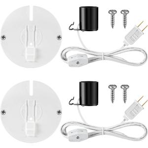 Meonum Blow Mold Light Kit Replacement, E27 E26 Single Light Cord Kit with Switch Fuse Plug, for Indoor Outdoor Halloween Christmas Village House Craft Decorations and Salt Lamp (2 Set)