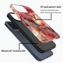 Compatible with iPhone 15 Case,Glossy Case All-Round Protection Shockproof Anti-Scratches TPU Cover,Cases for Man Woman-Blossoms Pink Flower Stained Glass