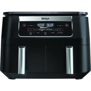 Ninja DZ090 Foodi 6 Quart 5-in-1 DualZone 2-Basket Air Fryer with 2 Independent Frying Baskets, Match Cook & Smart Finish to Roast, Bake, Dehydrate & More for Quick Snacks & Small Meals, Black