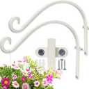 AJART White Plant Hanger Outdoor: 2 Pieces Plant Hooks for Wall Indoor - 12 inch Rust-Resistant Plant Bracket Hook for Hanging Flower Baskets