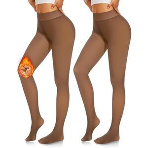 NEW YOUNG Fleece Lined Tights Women - Fake Translucent Warm Pantyhose Leggings Thick Thermal Tights for Winter S-M