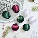 Christmas Ball Ornaments, 15 Pcs Ornaments with Velvet, Multicolor Xmas Decorations for Christmas Tree Holiday Decor (WineRed & Green)