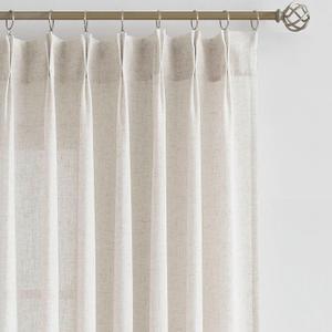 Natural Pinch Pleated Semi Sheer Curtains Textured Linen Blended Light Filtering Window Curtains for Living Room Bedroom Pinch Pleat Drapes with Hooks 2 Panels 84 L