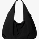 Slouchy Tote Bag Nylon Solid Pleated Handbag Large Hobo Bags for Women Multipockets Crescent Shoulder Bag