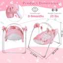 Baby Swing for Baby Girl,Newborn Swing with Music,5 Speed Levels,Timing Setting,Soft Cushion,Pink Foldable Infant Swing for Indoor Outdoor Use 0-9 Months