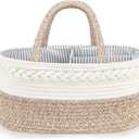 Maliton Baby Diaper Caddy Organizer, X-Large Cotton Rope, Rustic Style, Portable, 3 Compartments, A-Brown