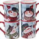 Watercolor Snowman 16 oz. Mugs, Set of 4 Assorted Designs