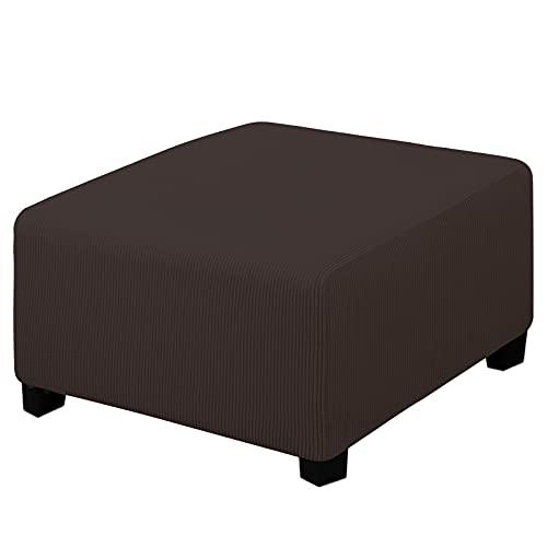 Easy-Going Stretch Ottoman Cover Folding Storage Stool Furniture Protector Soft slipcover with Elastic Bottom (Medium, Chocolate)