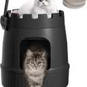 Lifewit Castle Cat Litter Box with Scratching Board & Scoop, Hidden Covered Kitty Litter Box Enclosure with Odor Control & Carbon Filter in Living Room, Bedroom, Corner, Black