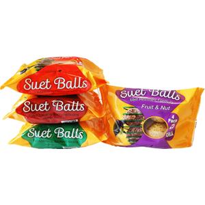 Wildlife Sciences Melt-Resistant Suet Balls Variety 16 Pack, 4 Wrapped Packs of 4 Bird Suet Balls. BBD 08-12-2028