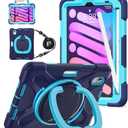 BATYUE Case for iPad mini 7 (A17 Pro) 2024/ iPad mini 6 (A15 Bionic) 2021 8.3 inch, Shockproof Case for iPad mini 7th/6th Gen with Pencil Holder/ 360 Swivel Stand/Shoulder Strap - Navy Blue