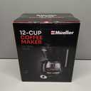 Mueller 12-Cup Drip Coffee Maker - Borosilicate Carafe, Auto-Off, Reusable Filter, Anti-Drip, Keep-Warm Function, Clear Water Level Window Coffee Machine, Kitchen Essentials & Accessories (Black)