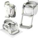 3 in 1 Potty Training Seat for Toddlers Adjustable Toilet Trainer with Anti-Slip Steps and Splash Guard Converts to Step Stool & Child Toilet Chair Foldable Design for Boys & Girls(Grey)