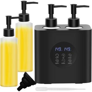 Lotion Warmer, Yofuly Massage Oil Warmer for Massage Therapy, Electric Massage Oil Heater with Four Oil Bottles, Portable Cream Warmer Heated Dispenser for Spa, Salon and Home Use, Matt Black