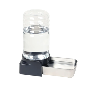 PAKEWAY Automatic Gravity Cat Water Bowl Dispenser - 1 Gal/3.8L Stainless Steel Large Capacity Waterer, for Cats & Small to Medium Dogs