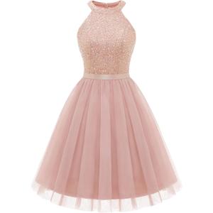 Dressystar Women's Sparkly Sequin Short Homecoming Dress (Pink, S)