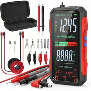 2026 Upgraded FS899L Digital Multimeter & 20 pcs Silicone Test Leads Kit, USB-C Rechargeable Color Screen, Auto 6000 Counts True RMS AC/DC Voltage Tester, NCV, CAT.III 1000V