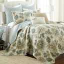 Levtex Home - Grey Palladium Quilt Set - Full/Queen Quilt 88x92in. + Two Standard Pillow Shams 26x20in. - Paisley - Green, Yellow, Grey, Blue, and White - Reversible - Cotton Fabric