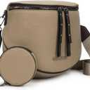 Montana West Large Crossbody Bags for Women Bum Bag Sling Purse with Adjustable Strap (Large-khaki+coffee)
