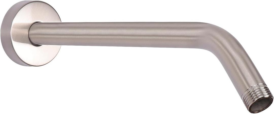 Shower Arm with Flange and Teflon Tape, Wall Mounted Shower Pipe 304 Stainless Steel Extension Arm for Fixed Shower Head & Handheld (12 Inches, Brushed Nickel)