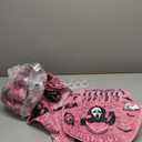 KAIRA 4 Pcs Pink Horror Shower Curtain Set with Rugs, Funny Spooky Bathroom Decor, Waterproof Halloween Bathroom Set with Mats and Accessories, Gothic Bathroom Decor