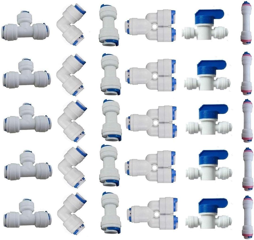 Lemoy 1/4" OD Quick Connect Push In to Connect Water Tube Fitting for RO Reverse Osmosis Water Filter Fittings Pack of 30