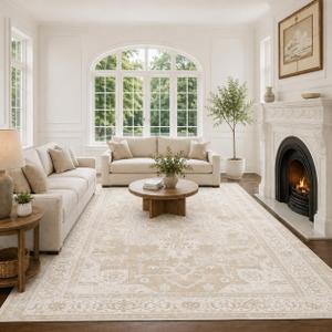 8x10 Area Rugs Living Room: Bedroom Vintage Washable Carpet Beige