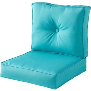 Greendale Home Fashions Outdoor Sunbrella Premium Deep Seat Cushion, 2 Piece Set, Canvas Aruba