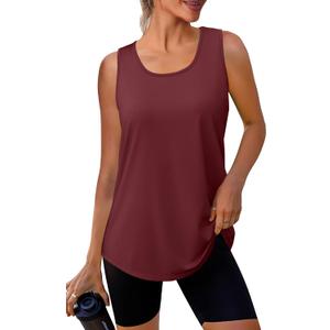 WIHOLL Workout Tops for Women Summer Athletic Tank Tops Sleeveless Shirts Beach Lightweight Gym Clothes (Brown, XL)