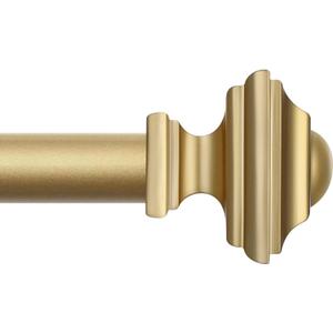 Gold Curtain Rods 66 to 120 Inches(5.5-10 Feet),Decorative 3/4 Inch Diameter Drapery Rod Set with Square Finials,Size:36''-120'',Brass Gold